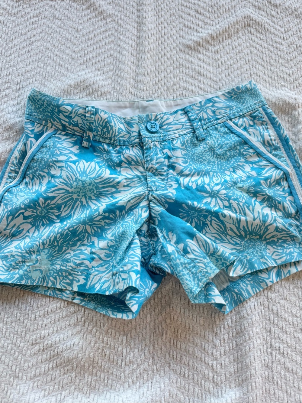 Lilly Pulitzer Turquoise and White Floral Bermuda Shorts